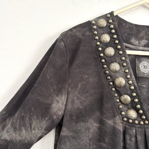 Double D Ranch Long Sleeve Gray Studded V-Neck Tunic Top Women’s Size Medium - Picture 7 of 10